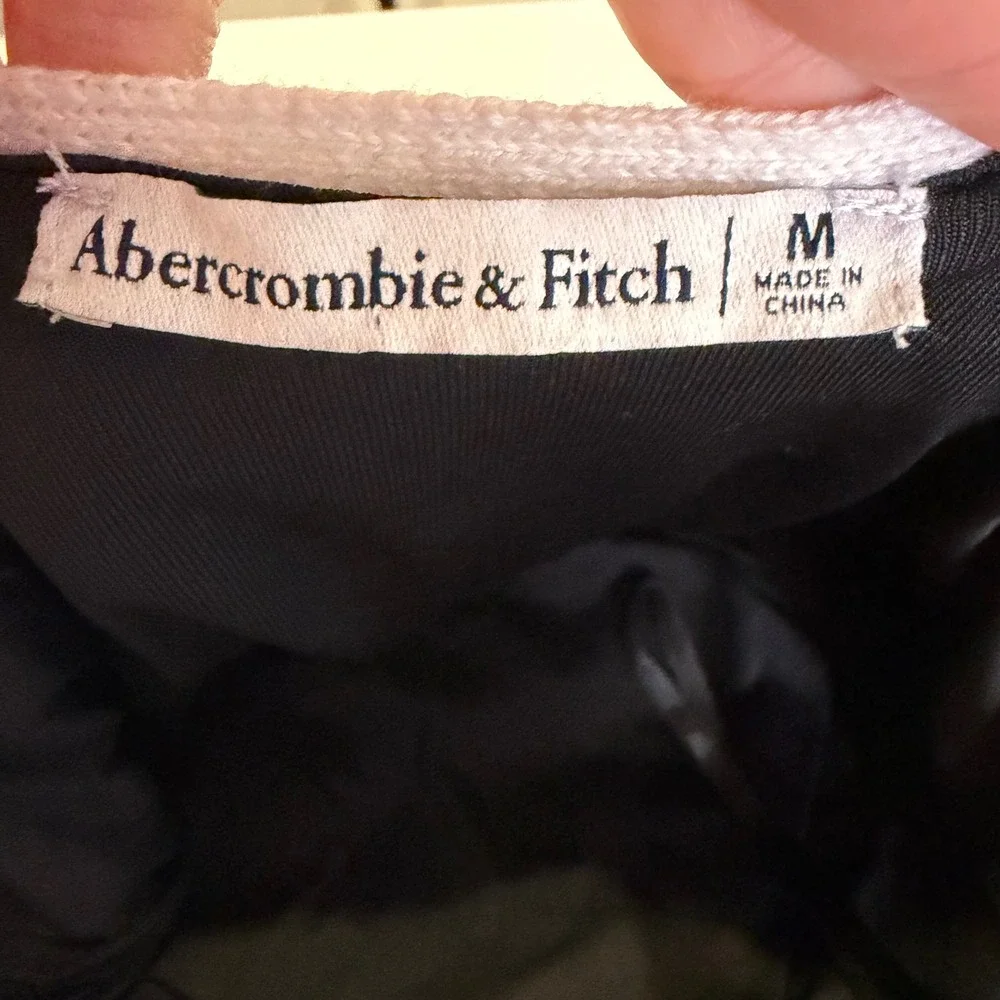 Abercrombie & Fitch Crochet Maxi Dress Womens M Black White Stripe Beach Resort